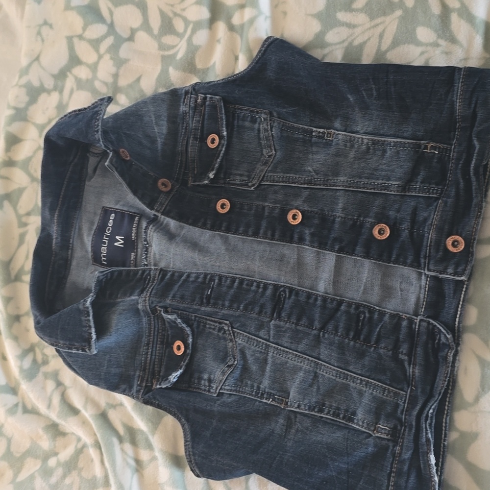 Denim vest by Maurices size Medium. Darker blue denim/copper color buttons